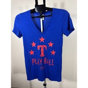 Pink Victoria's Secret Women's Blue Texas Rangers Short Sleeve Shirt Size M